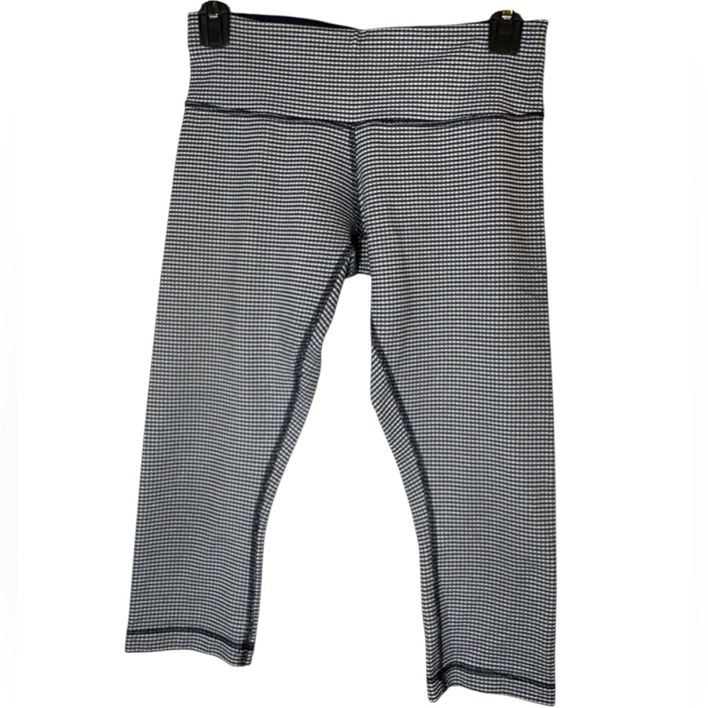 lululemon athletica Wunder Under Crop Black and White Checkered Leggings sz 6